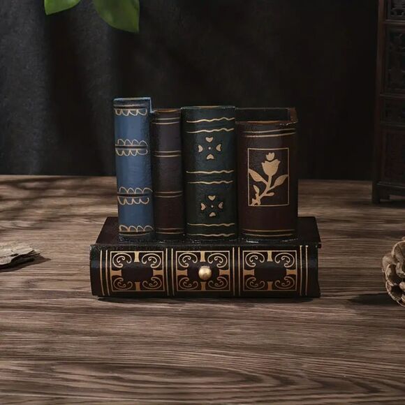 Antique Book Style Wood Desk Organizer for Home & Office - Picture 1 of 3